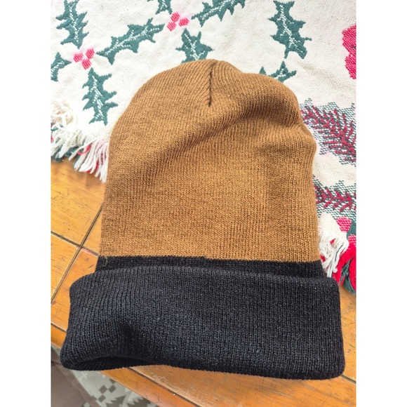 Beanie Hat Brown Black Acrylic‎ Knit Mens OS - Picture 2 of 3